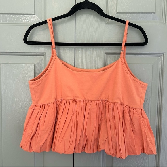 Maeve Anthropologie Bubble Cropped Cami Tank Top in Creamsicle Orange - Picture 5 of 6